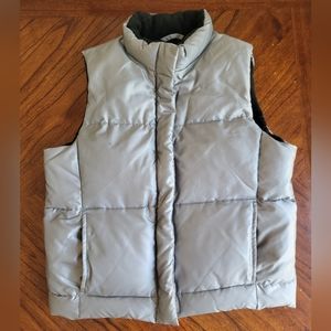 Down Puffer Vest Size Small Silver & Black